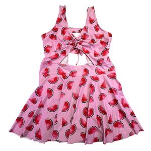 Esprlia Swimsuit Women's Size 2XL XXL Pink Watermelon Print Swim Dress Skirt